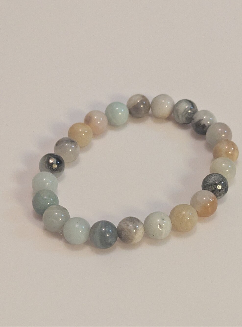 Natural Multi-Color Amazonite Beaded Stretch Bracelet 6.5" - P042926-05
